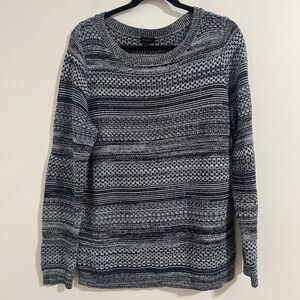 Talbots Sweater Womens L Blue Striped Textured Knit Pullover Casual